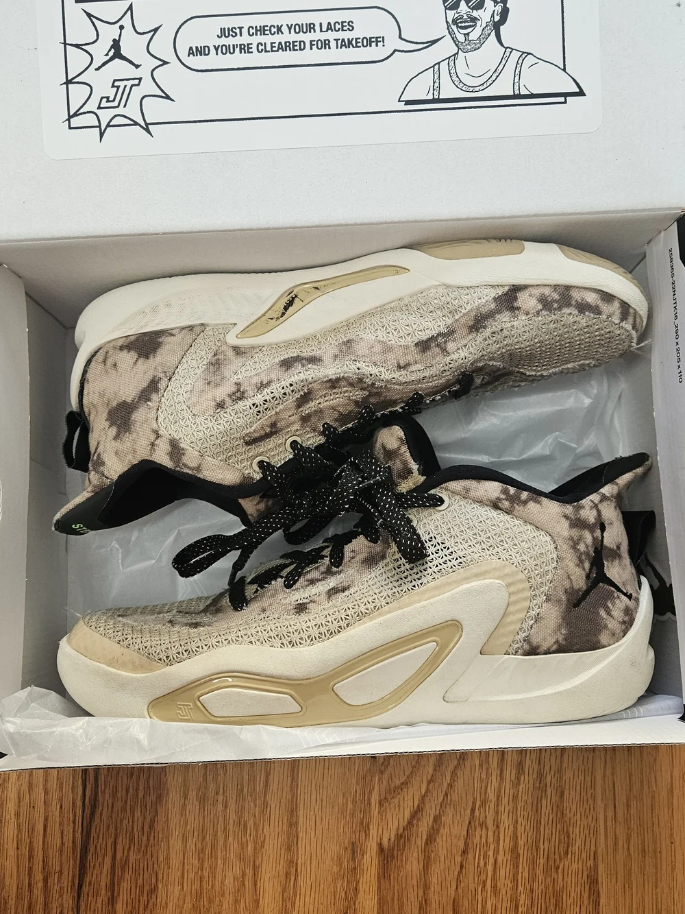 Neutral Tie-Dye Athletic Sneakers with Black Laces